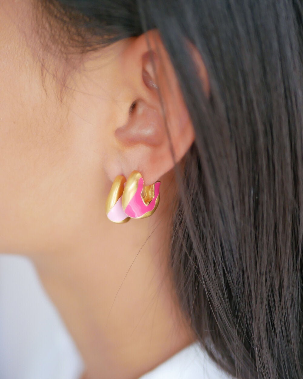 Amelia hoops, Light Pink - forgyldt